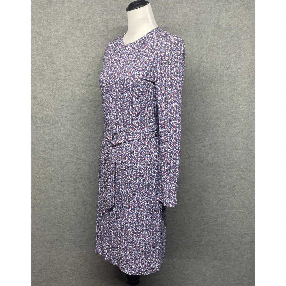 Tory Burch Women Med Chrissy Dress Hudson Blue Print Long Slv Sheath Royal Kate